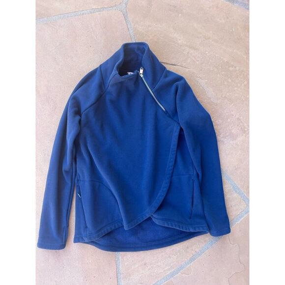 Athleta Cozy Karma Asym Pullover Sweatshirt XS Enchanted Blue Casual MF - Picture 1 of 5